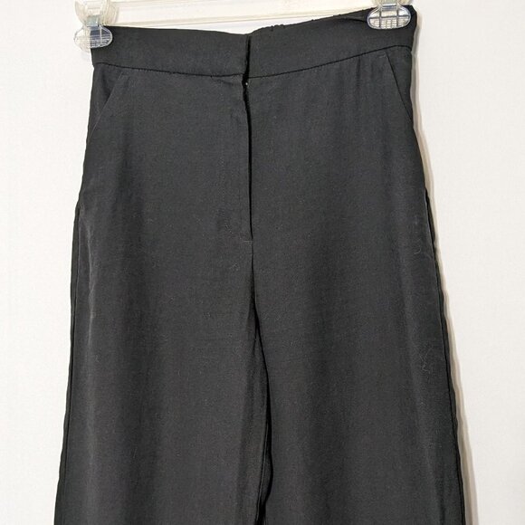 Women's "H&M" Black Wide-Straight Leg, High Rise Casual Zip Pants; Size 4 - Picture 2 of 6